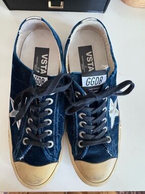 GGDB Golden Goose V Star Velvet Star Sneakers in Navy Blue